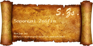 Soponyai Zsófia névjegykártya